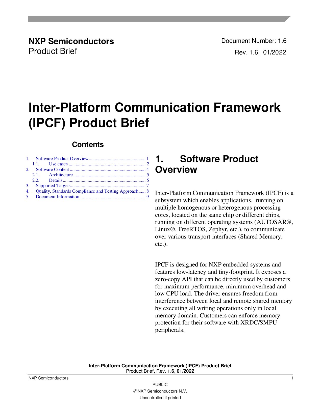 Inter-Platform Communication Framework (IPCF) - Product Brief