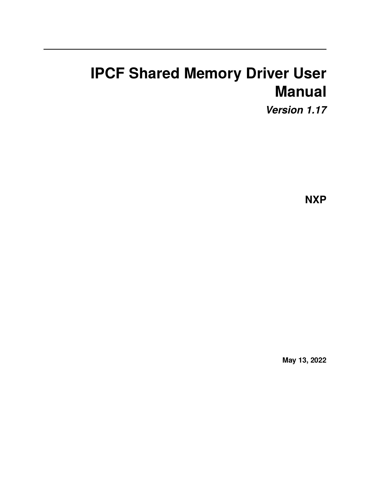 IPCF Shared Memory Driver User Manual